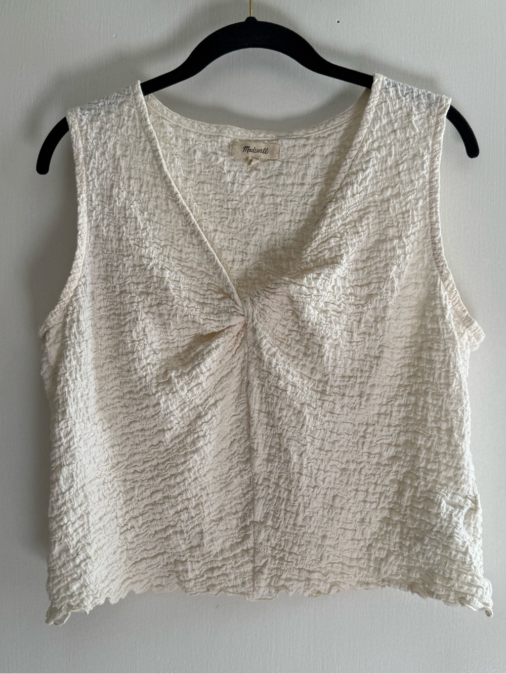 Madewell Cream Textured Sleeveless Twist-Front Tank Size XL